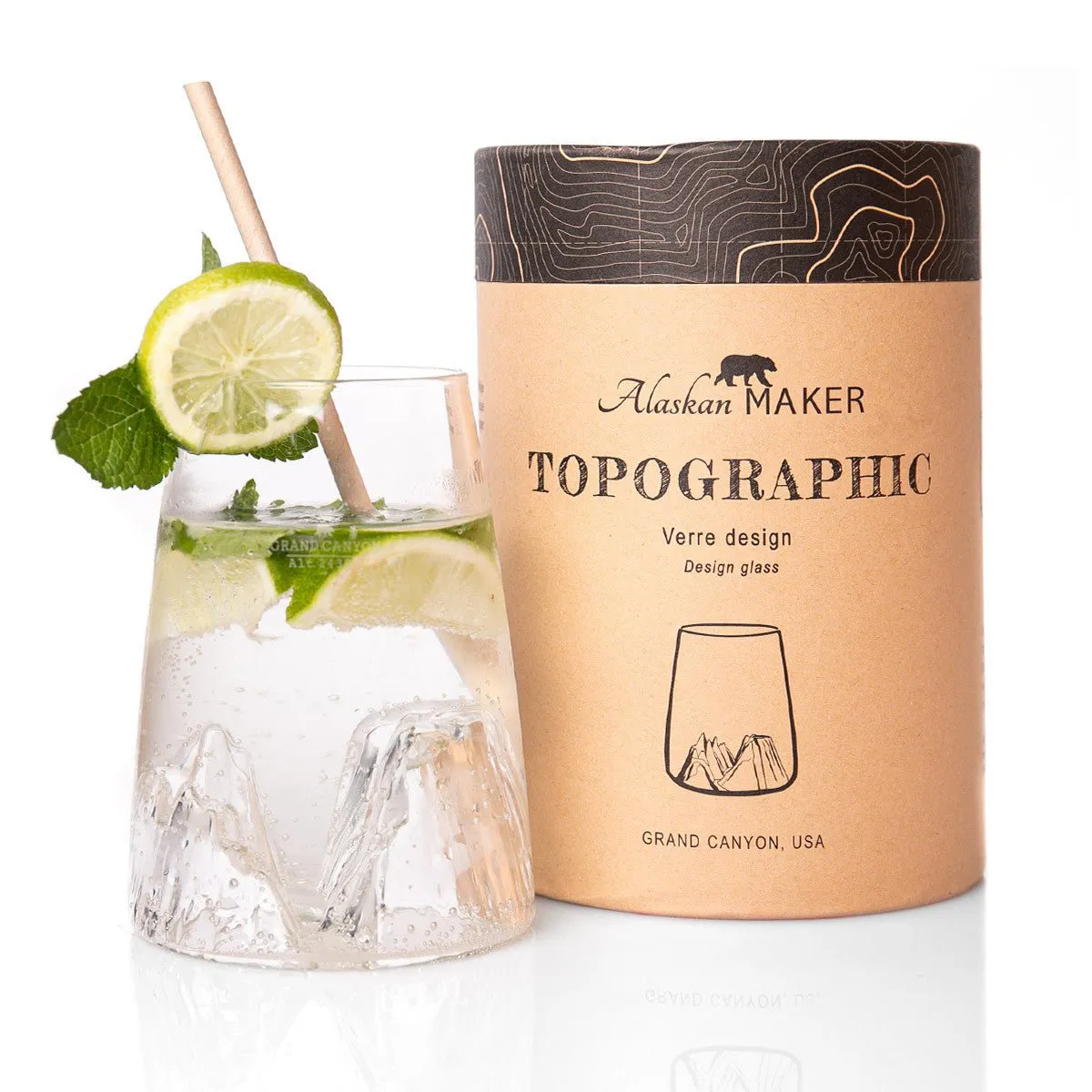 Topographic Glass - Three Mountains